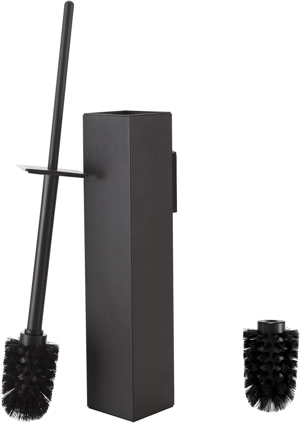 2 3M Toilet Brush and Holder Wall Mounted, Black Aluminum with Replaceable Heads, Bathroom Toilet Brush, Drill