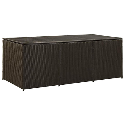 GKHPYURE Poly Rattan Patio Storage Box, 70.9x35.4x27.6 Inch Large Outdoor Storage Trunk with Gas Lift Lid, Powder-Coated Steel Frame, Hand-Woven for Cushions