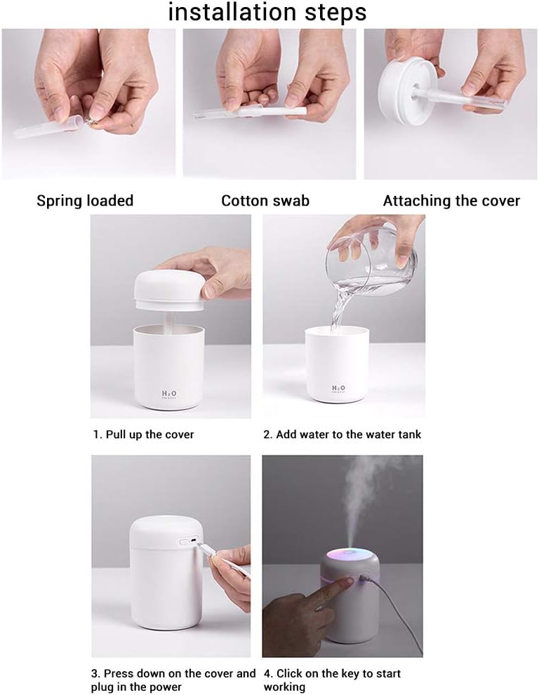 Colorful Cool Mini Humidifier, 300ML USB Personal Desktop Vaporizer, Quiet Ultrasonic Air Humidifier for Home