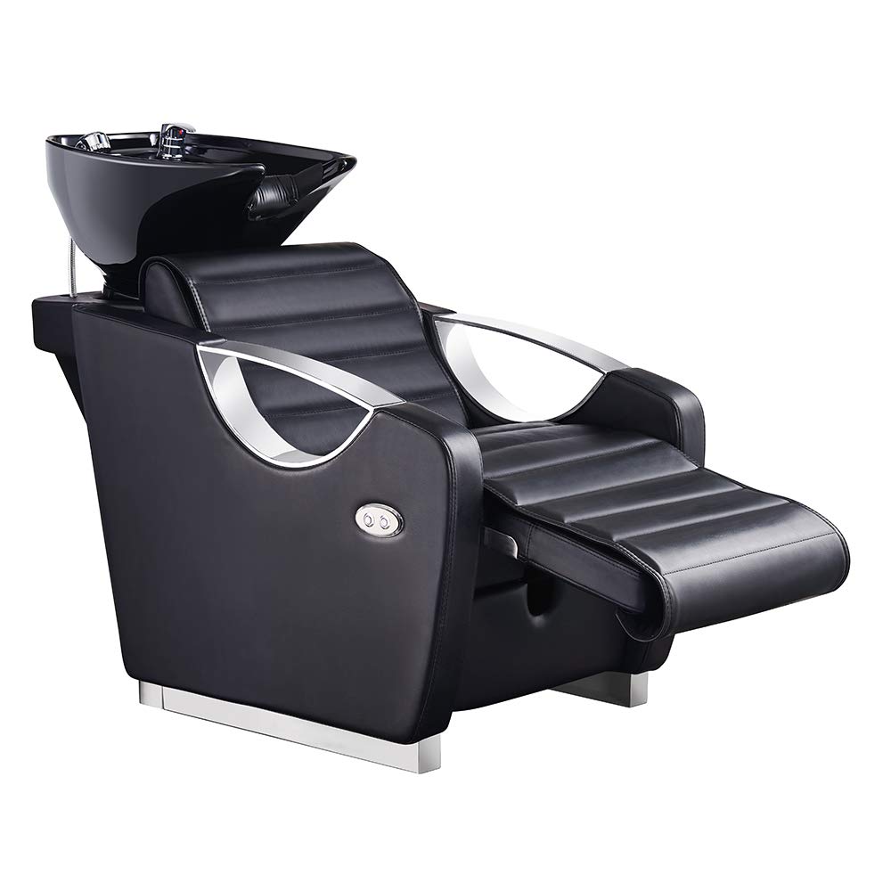 Dir Salon Shampoo Backwash Unit, Hair Salon Shampoo Station with Tilting Sink Victoria, Black