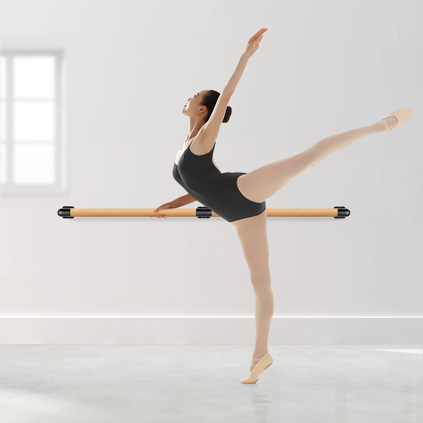 Dolibest 6ft Wall Mounted Traditional Wood Ballet Barre, 4ft Freestanding Wood Ballet Bar, Height Adjustable Ballet Bar,System Stretch/Dance for Home Barre Workout Equipment for Kids and Adults