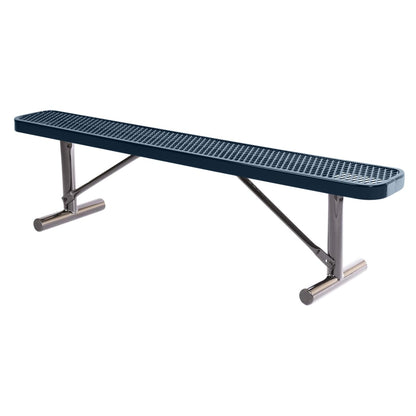 COATEDOUTDOORFURNITURE Heavy-Duty Portable Outdoor Bench Thermoplastic Coated, Expanded Metal, Commercial-Grade Seating, Made in America (Portable Without Back, 6 Ft, Dark Blue)