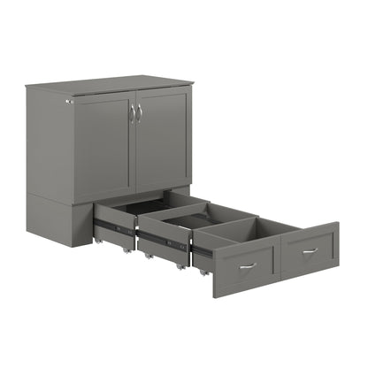 AFI, Hamilton Twin XL Murphy Bed Chest with 6" Mattress, Storage Drawer, and Built-in USB Charger, Grey