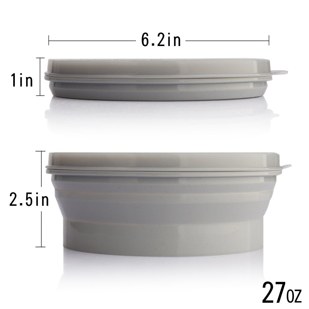 IYYI Silicone Collapsible Bowl with Lid 800ML Folding Travel Bowl for Camping, Hiking, Heat Resistant ME.FAM Expandable Bowl (Blue)