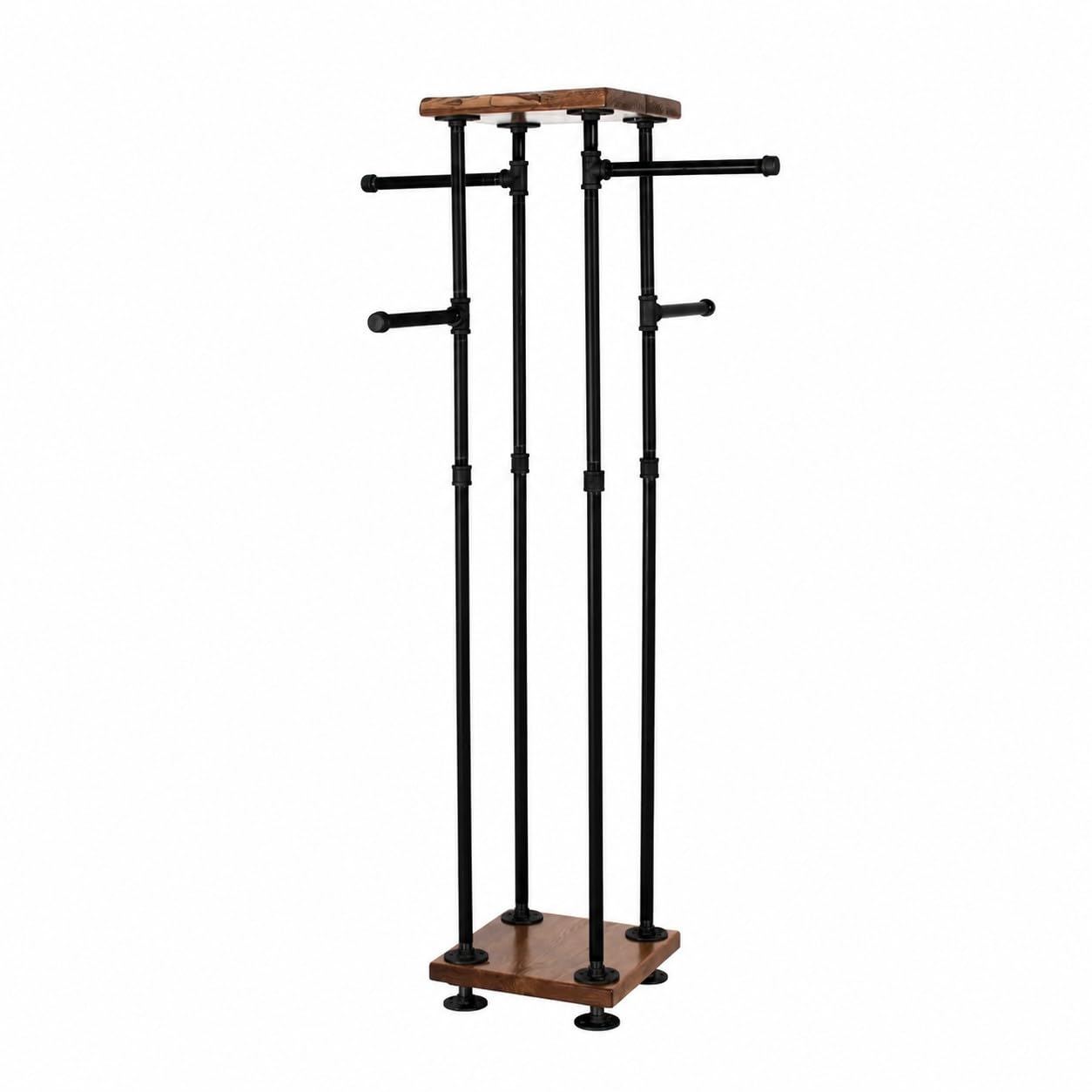 William Roberts Vintage Industrial Pipe and Wood Clothes Rack 4-Way, Garment Rack, Clothing Rack, Closet Organizer, Clothing Storage and Display