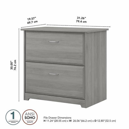 UrbanPro 2 Drawer Lateral File Cabinet, 32W x 20D x 30H, Engineered Wood, Modern Gray Finish, Full-Extension Ball Bearing Slides, Supports Legal/Letter/A4 Documents, Home Office Filing Storage