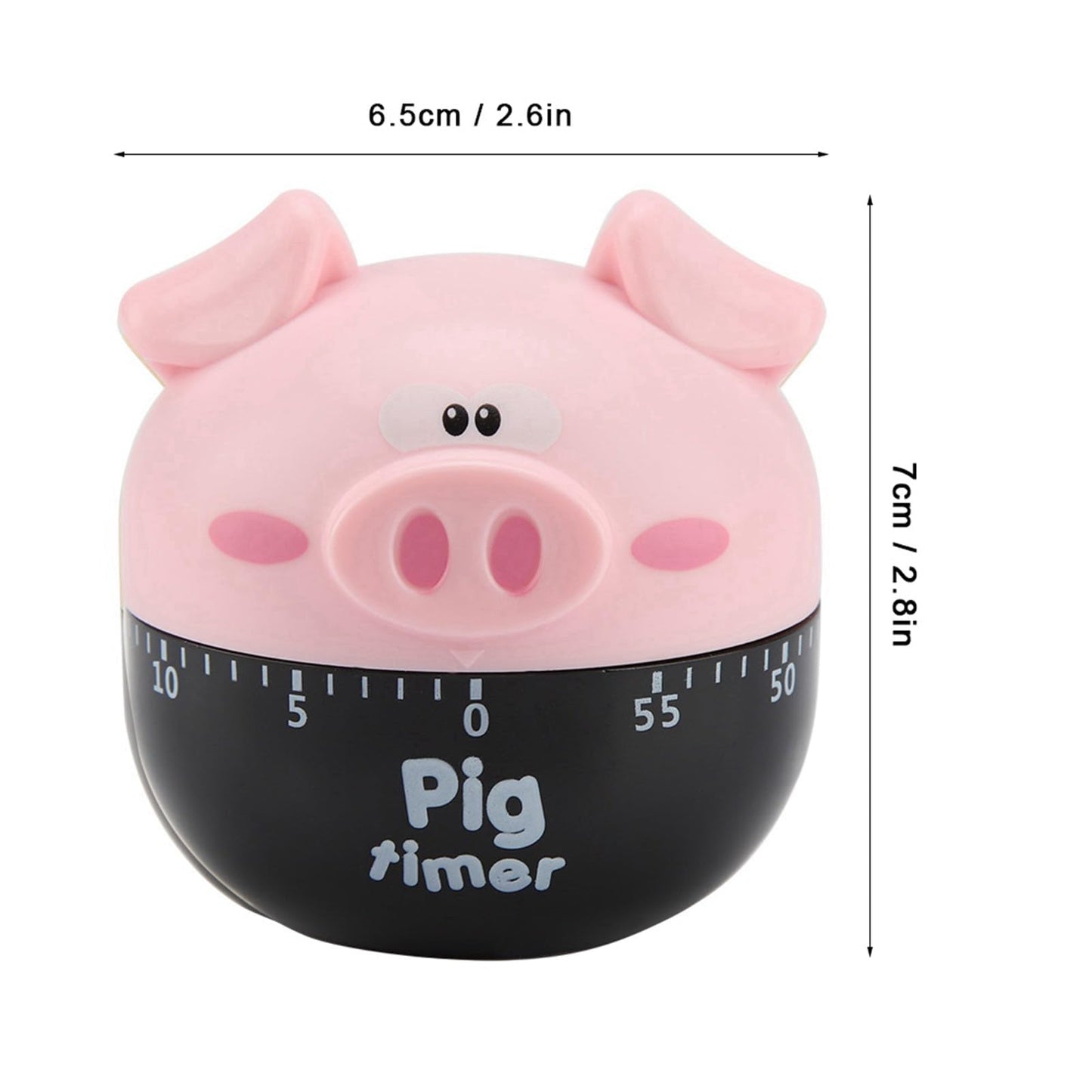 ‌shenruifa ‌‌‌‌‌‌Cute Cartoon Pig Kitchen Timer - Mechanical Cooking Timer Counter for Baking, Eggs & More (Pink)