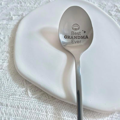 Best Grandma Ever Spoon, Gifts for Grandma from Granddaughter Grandson, Christmas Mothers Day Gift for Coffee Tea Lovers