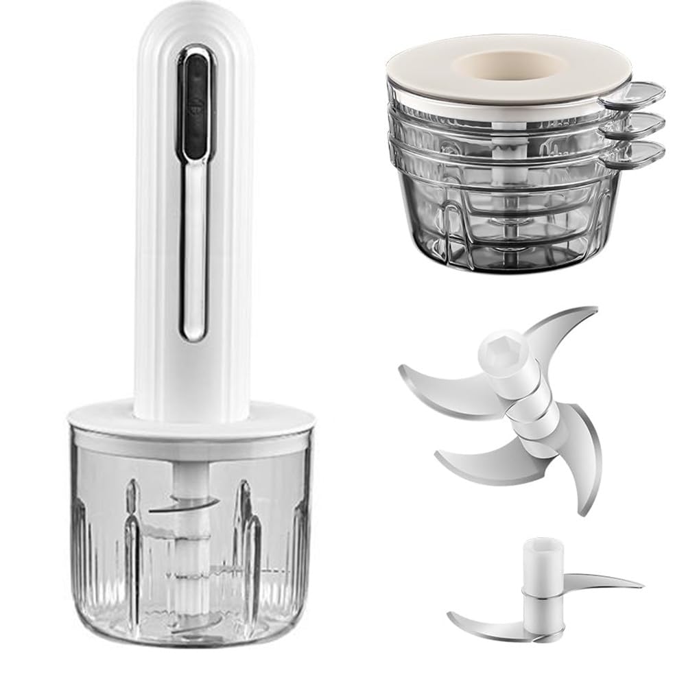 250ML Electric Garlic Chopper, Mini Portable Veggie Choppers, Garlic Grinder Masher Onion Chopper, Blender to Vegetable, Wireless Food Processor for Ginger, Chili, Fruit, Meat, etc