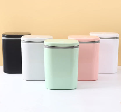 0.5 Gallon Tiny Countertop Trash Can, Mini Desktop Garbage Can with Push-Button, White