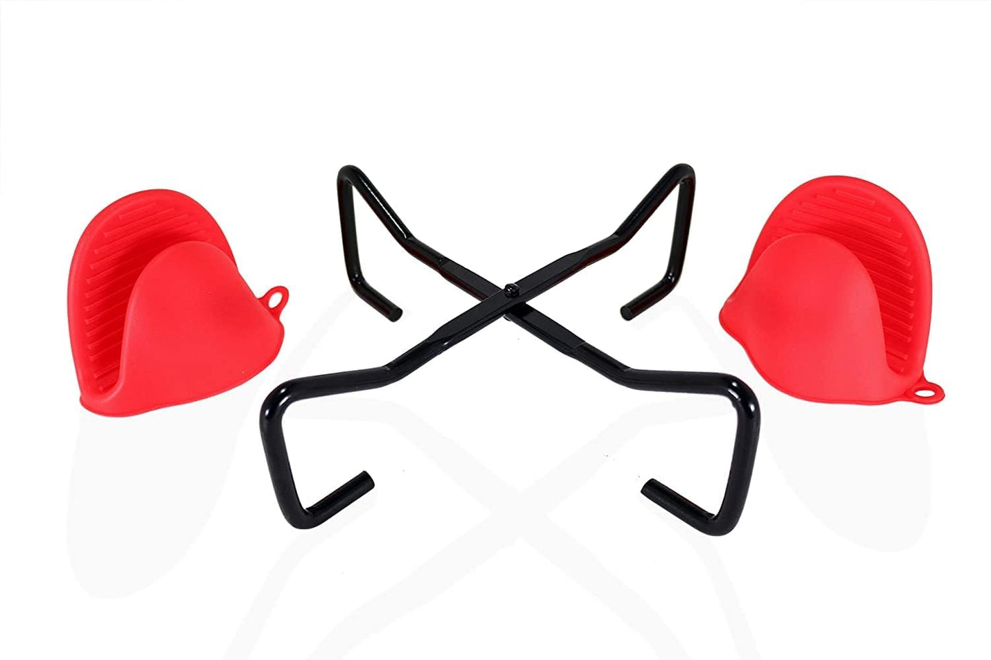 Dutch Oven Lid Lifter and Stand, Cast Iron Pot Stand, Multifunctional Camping Accessory, Includes Red Silicone Mitts
