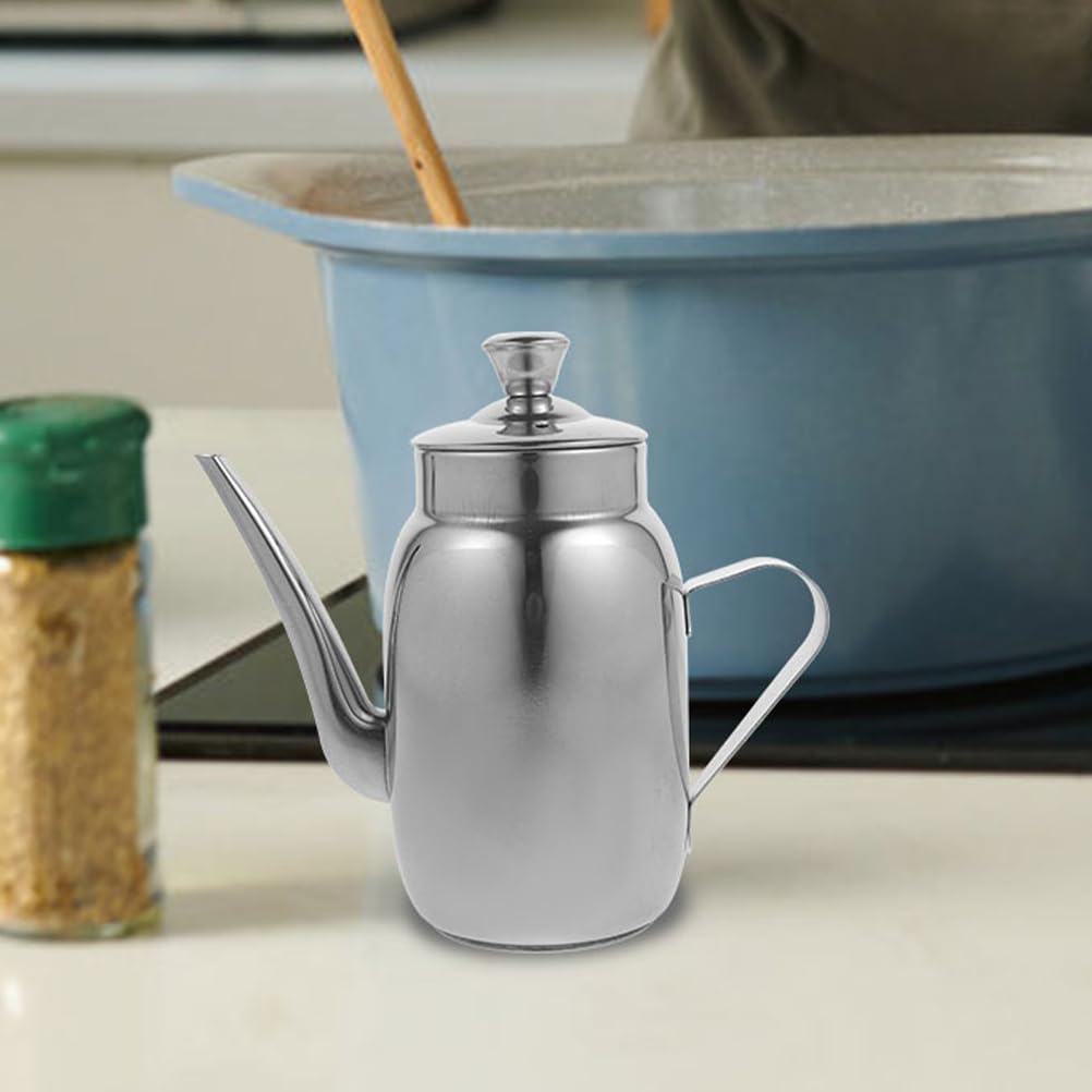 Amosfun Stainless Steel Oil Pot with Filter Strainer 14Oz Cooking Oil Container for Grease Storage and Used Collection with Anti-Scald Handle Kitchen Dispenser