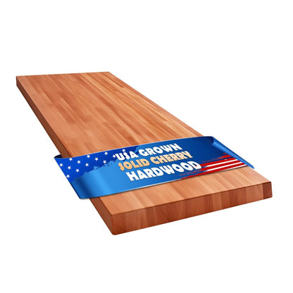 CONSDAN Butcher Block Counter Top, USA Grown Cherry Solid Hardwood Countertop, Wood Slabs for Kitchen, Reversible, Both Side Polished, Prefinished with Food-safe Oil, 1.5" Thickness, 48" L x 36" W