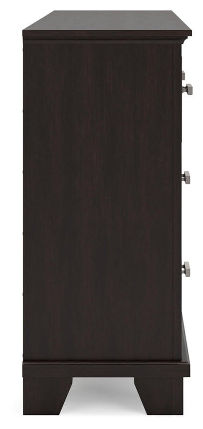 Signature Design by Ashley Covetown Contemporary 7 Drawer Dresser with Safety Stop for Bedroom, Dark Brown