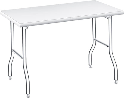 COZONY Stainless Steel Foldable Work Table, 48×30 Inch Heavy Duty Construction, Rust-Resistant & Durable Utility Table for Home Kitchen, Food Prep, Garage Storage and Outdoor Use