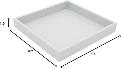 Montecito Home 10"x10" Countertop Small Square Wood Decorative Tray for Office, Ottoman, Bathroom, Entry, Remote