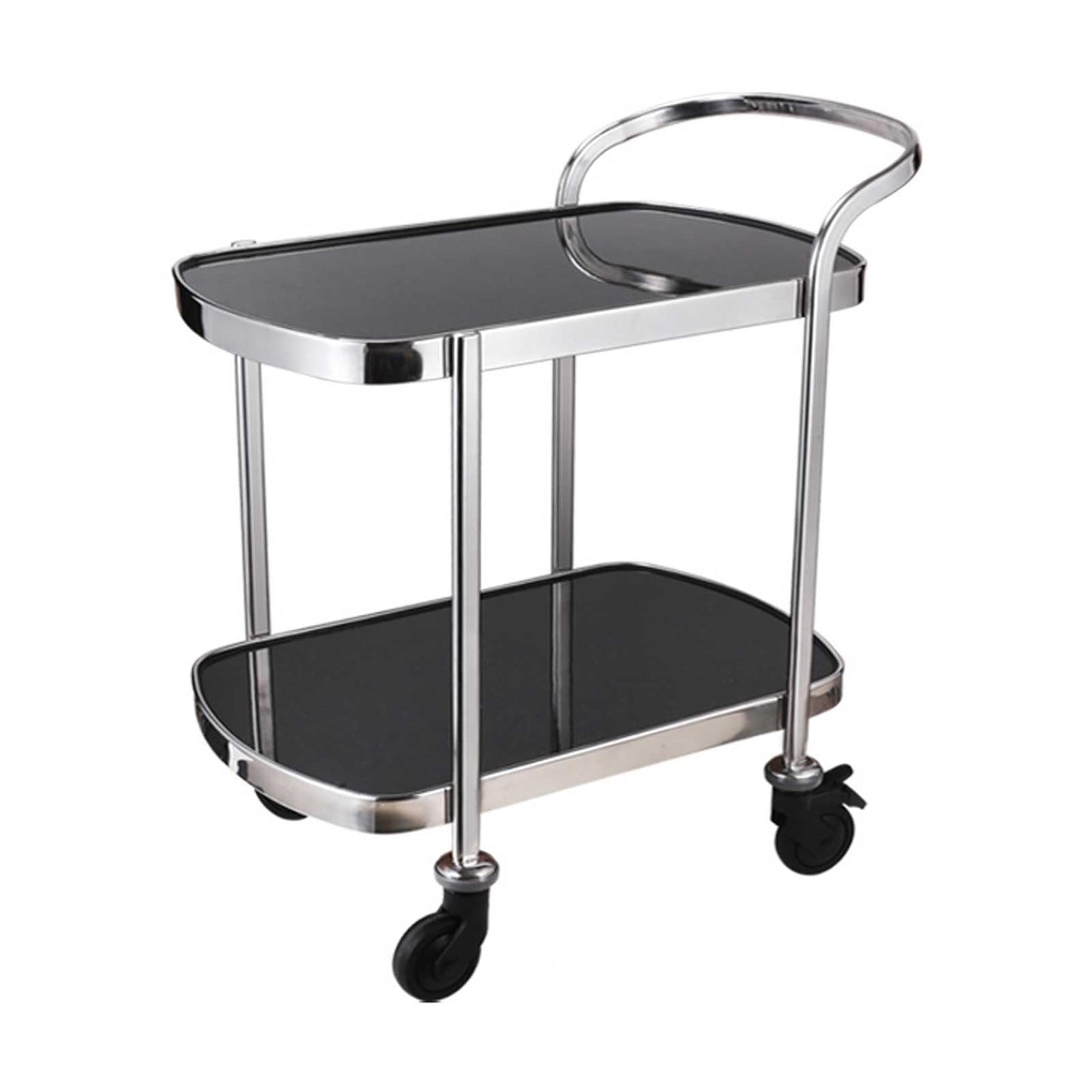 Shelf Modern Luxury Bar Carts Service Carts Kitchen Carts Cart for Wine Racks with Wheels 2 Tier Rolling Carts, Stainless Steel Mirror, for Kitchen, Dining and Parties E