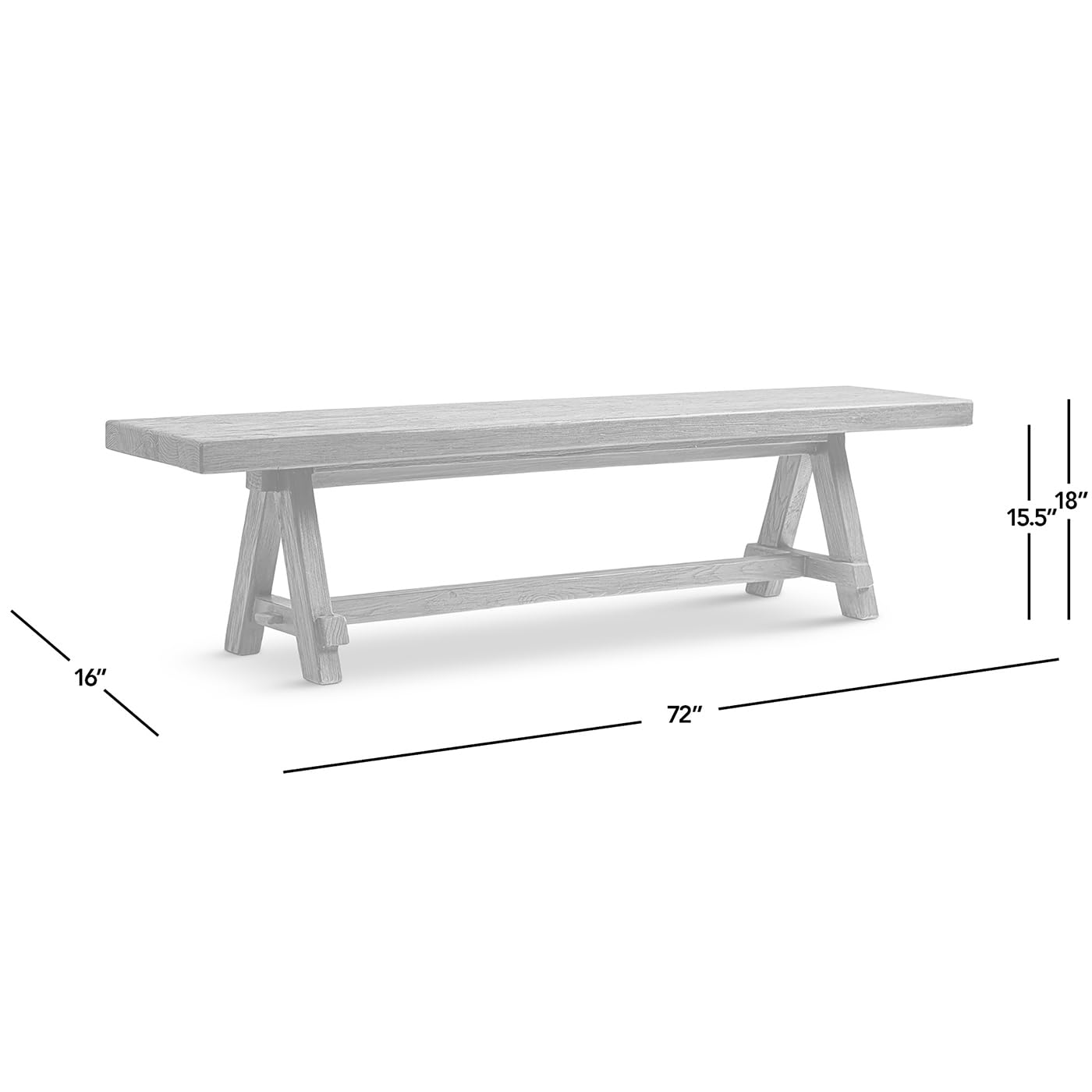 Jennifer Taylor Home Hawthorne 72” Reclaimed Elm Trestle Dining Bench, Heritage Light Natural Brown Reclaimed Elm
