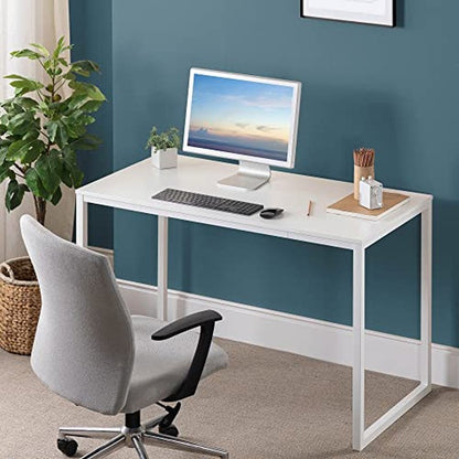 Zinus Jennifer 47 Inch White Frame Desk, Computer Workstation, Office Desk, Easy Assembly, White