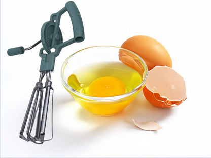 Hand Crank Egg Beater Measuring Container Combo Set, Rotary Double Head Rapid Egg Beater with 4Cups Borosilicate Glass Meausring Cup for Cooking n Baking