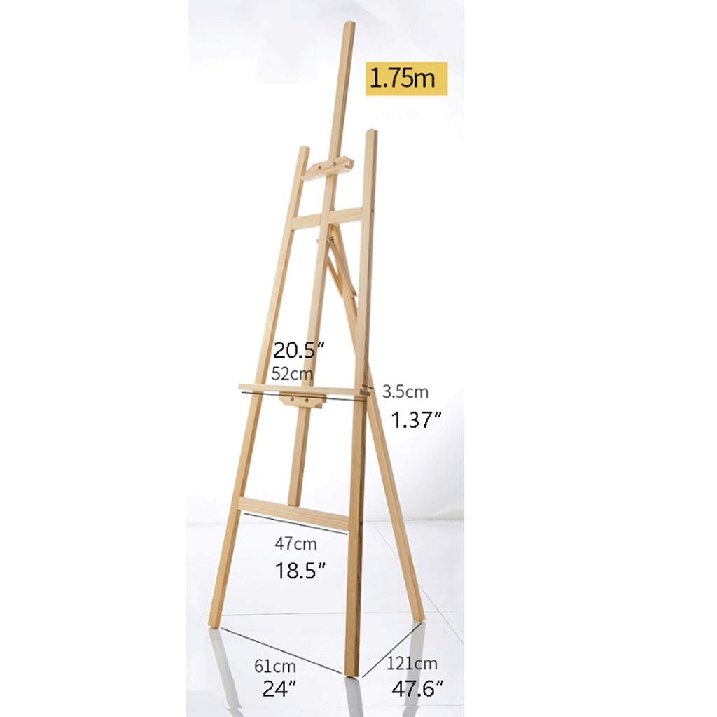 Display Easel Easel Wooden A-Frame Studio Easel Folding Pine Wood Children Artist Painting Adjustable Multifunctional Di (White 1.75cm)