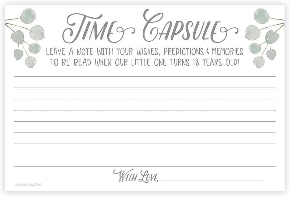 m&h invites Time Capsule Message Cards - 50 Count for Baby Shower or 1st Birthday Game Activity