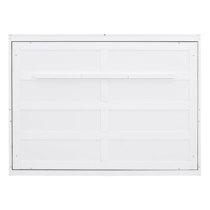 Ball & Cast Murphy Bed Full Size,Farmhouse Murphy Cabinet with Storage Shelf,Wood Hidden Wall Bed,Foldable Platform Bed,Space-Saving,No Box Spring Needed,White