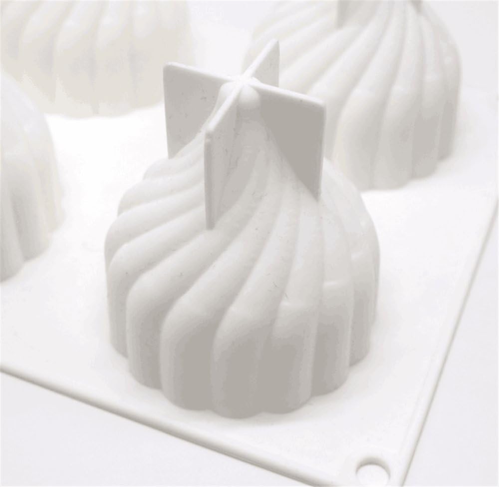 Spiral Castle Shape Silicone Molds, Cake Decorating Tools, 6 Cavities Baking Cupcake Mousse Mold