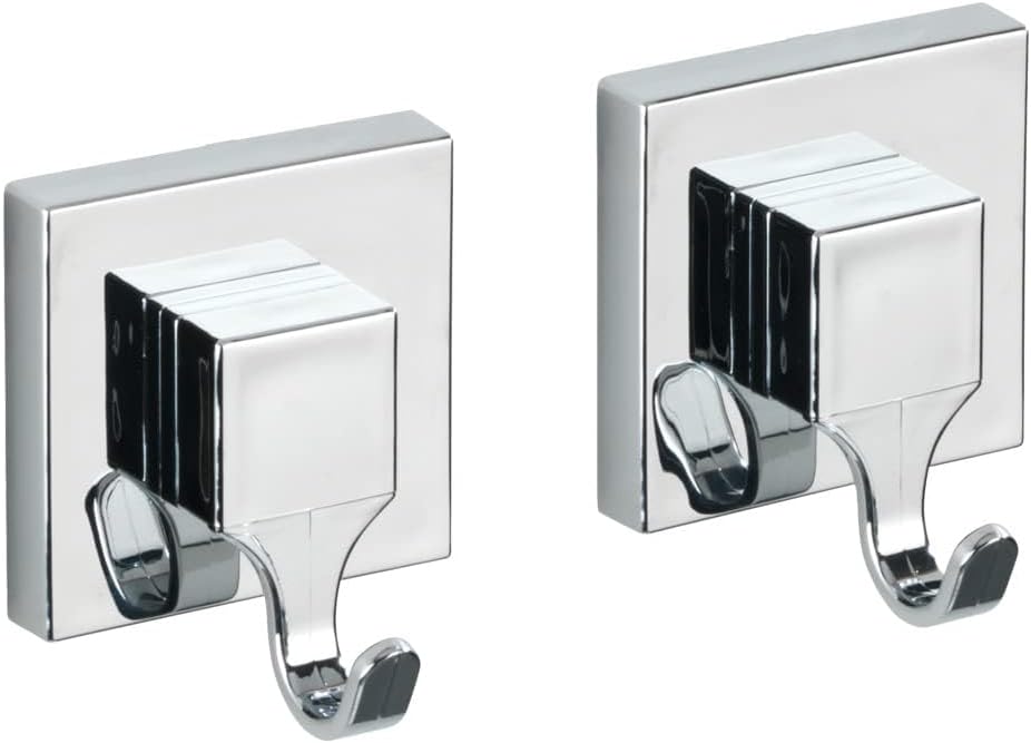 Wenko "Quadro Wall Hooks with Vacuum-Loc - Silver, 2-Piece