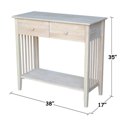 International Concepts Unfinished Wood Mission Styled Console