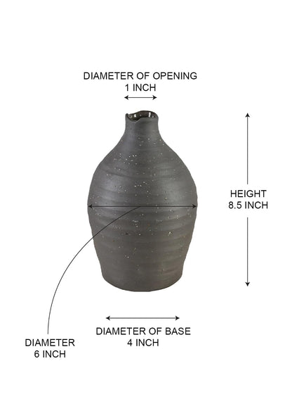Serene Spaces Living Artisan Black Ceramic Vase – Aged Black Decorative Accent for Modern & Rustic Décor, Elegant Centerpiece for Shelves, Mantels, & Tabletops, 6" Diameter & 8.5" Tall, Pack of 12