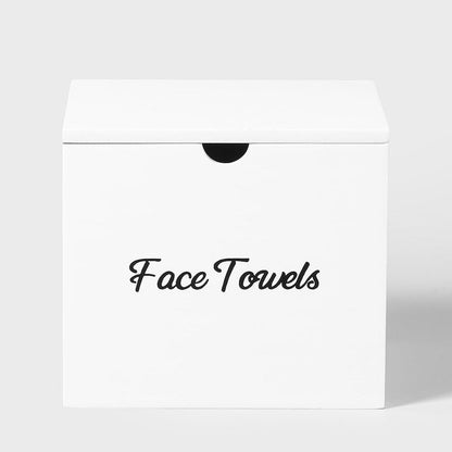 ZOBONETI Wooden Disposable Face Towel Holder Compatible with Clean Towel XL, Clean Towels Xl Container for Bathroom Countertop, White Facial Towels Storage Box, Pine Wood