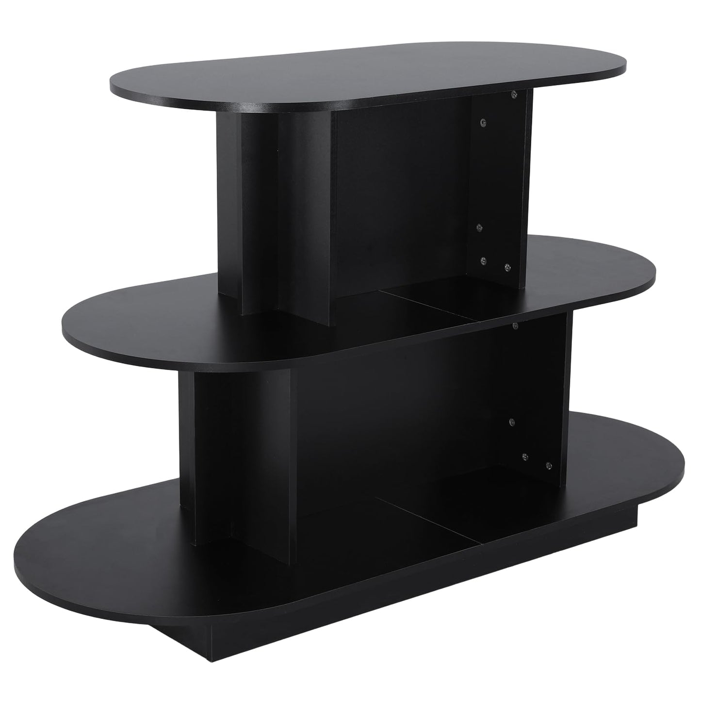 3 Tier Wooden Oval Display Table Modern Standing Display Riser Shelf Retail Table for Stores Vendor Events 55in W x 23.6in D x 35in H
