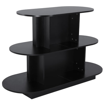 3 Tier Wooden Oval Display Table Modern Standing Display Riser Shelf Retail Table for Stores Vendor Events 55in W x 23.6in D x 35in H