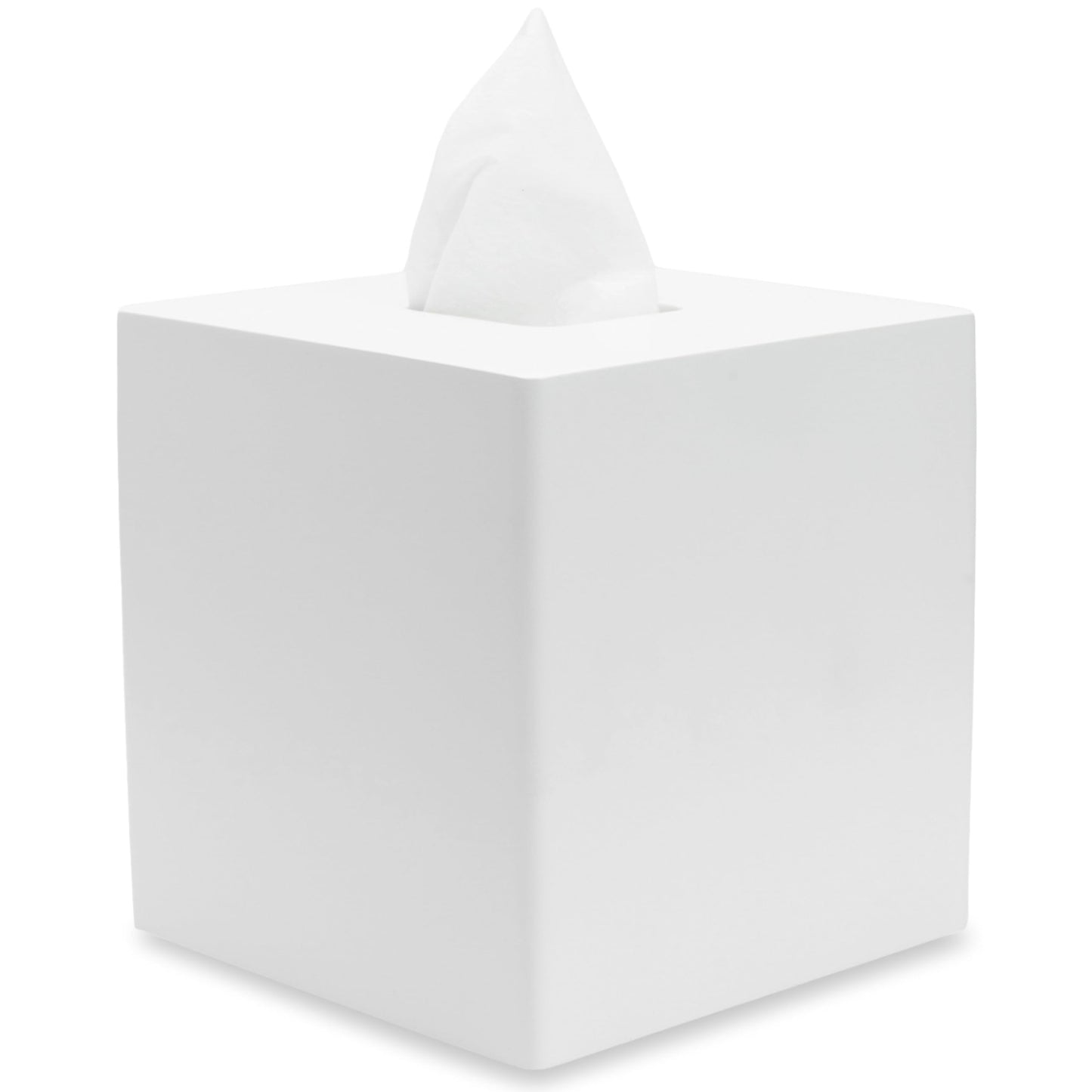 Yew Design Matte White Square Tissue Box Cover, Decorative Tissue Box Dispenser for Bathroom, Parlors, Office, Bedroom Dresser, Vanity Countertop, Nightstand, Car, and Desk