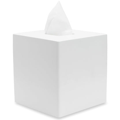 Yew Design Matte White Square Tissue Box Cover, Decorative Tissue Box Dispenser for Bathroom, Parlors, Office, Bedroom Dresser, Vanity Countertop, Nightstand, Car, and Desk