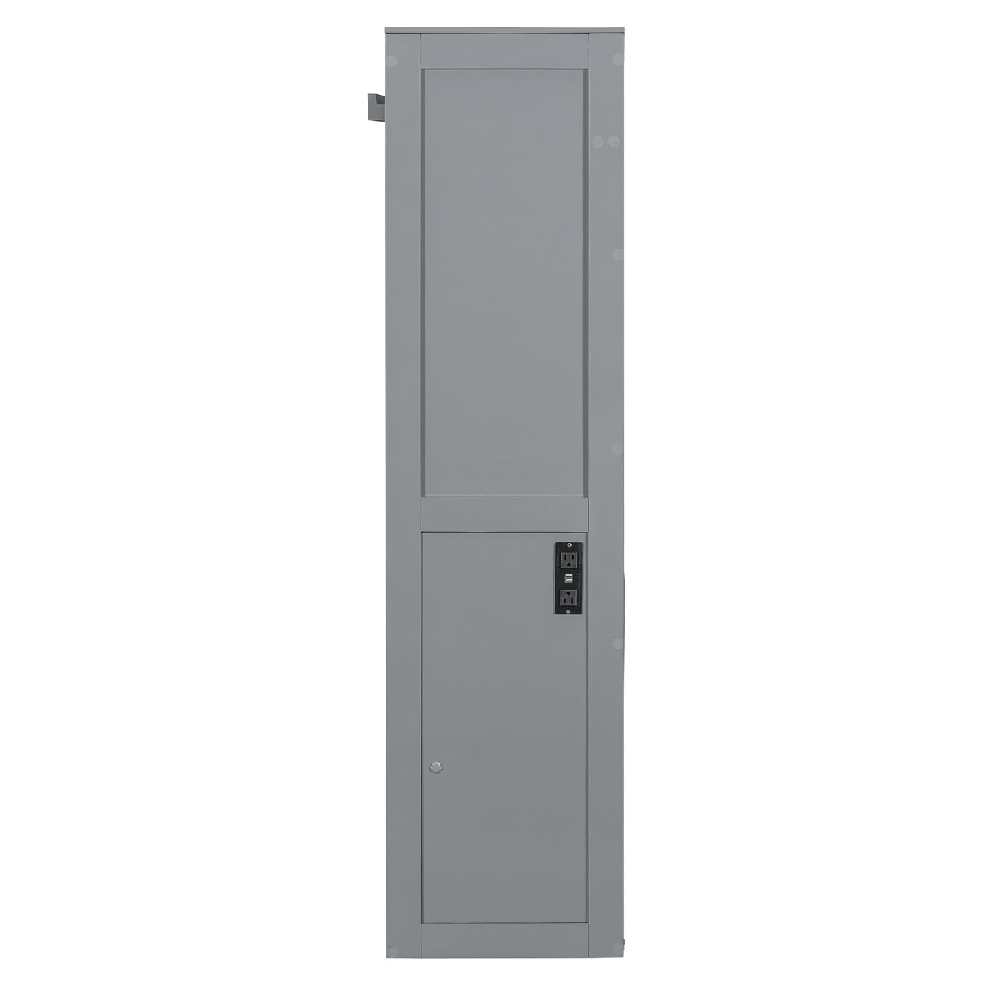 Ball & Cast Full Size Wall Cabinets Murphy Bed with Charging Station and Slat Support,Wood Hideaway Cabinet Platform Beds w/Leg & Lock,can be Folded,Space-Saving,for Small Room,Dorms,Gray