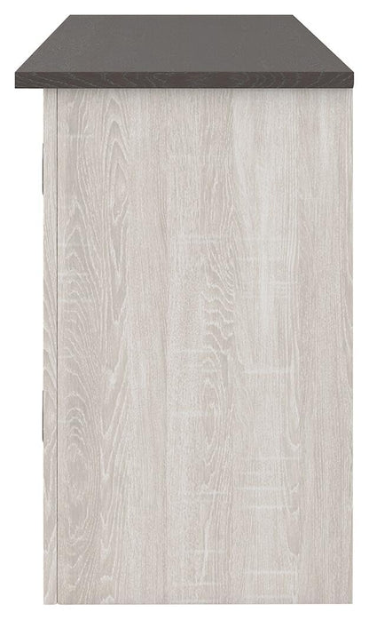 Signature Design by Ashley Dorrinson Farmhouse TV Stand with Fireplace Option, Fits TVs up to 58", Whitewash