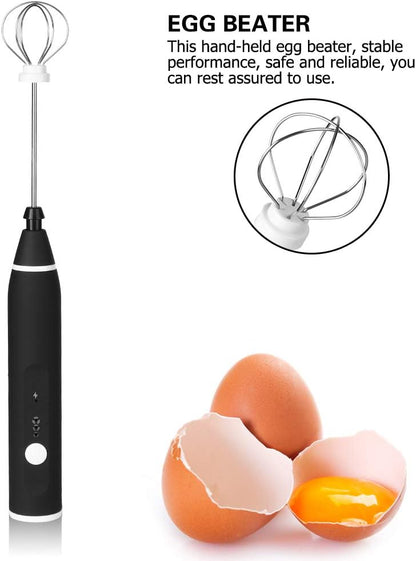 Electric Milk Frother - Automatic Egg Beater Mixer with 3 Speed Adjustable Blender and USB Charging, Black