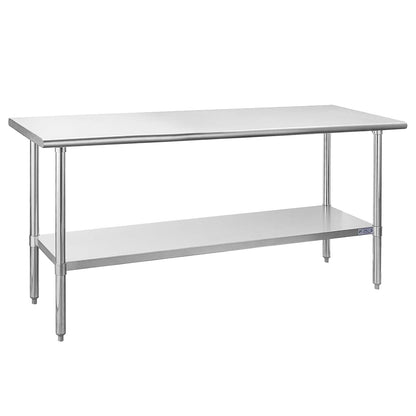 Hally Stainless Steel Table for Prep & Work 24 x 72 Inches, NSF Commercial Heavy Duty Table with Undershelf and Galvanized Legs for Restaurant, Home and Hotel