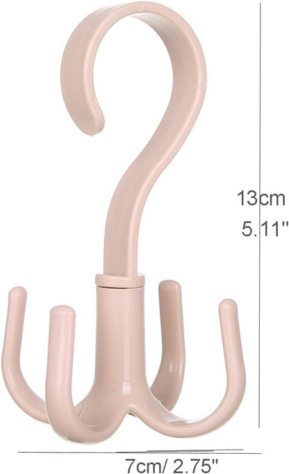 Closet Hanging Hooks, Rotatable Storage Organizer, Set of 4 Punch-Free Closet Hanger Holder for Home