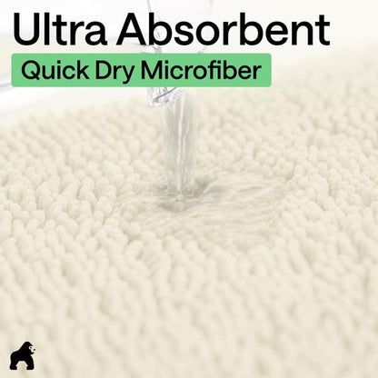 GORILLA GRIP Bath Rug Mat - Soft Absorbent Chenille with Quick Dry Microfiber | 24x17 Inches, Ivory