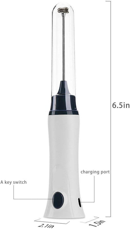 Rechargeable Eggbeater Handheld Stainless Milk Frother, Foamer Blender Coffee Mixer with Charging Cable