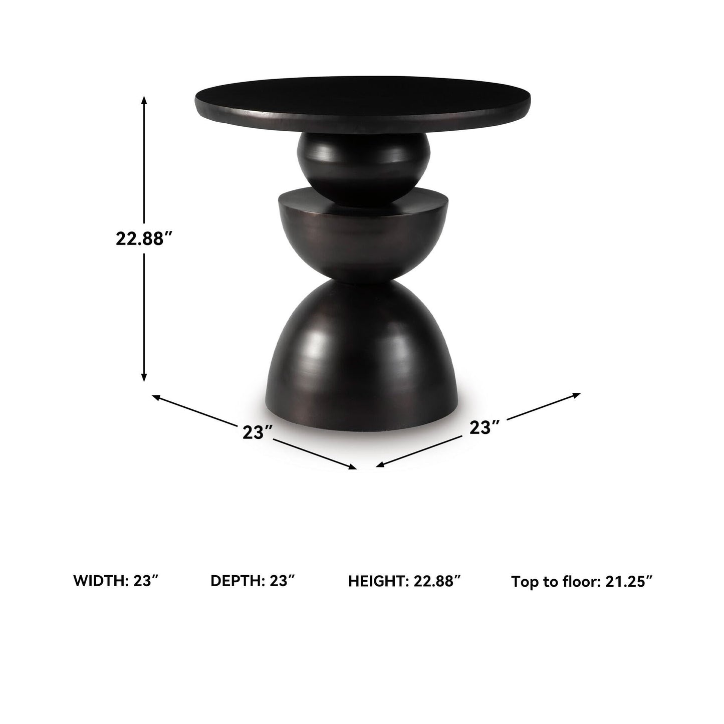 Signature Design by Ashley Kurtson Modern Metal Accent Table with Pedestal Base, Black
