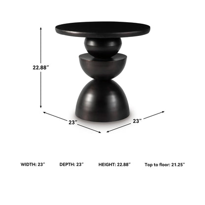 Signature Design by Ashley Kurtson Modern Metal Accent Table with Pedestal Base, Black