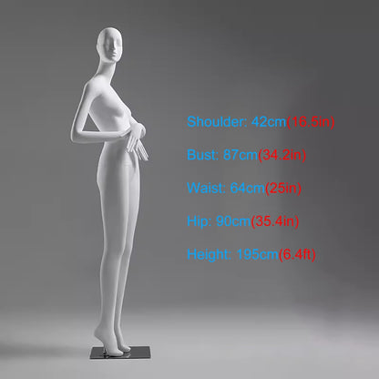 Matte White Female Mannequin with Head - Tall Dress Form Torso, Detachable Dummy for Home, Retail Store, Online Shop - Perfect Display for Clothing & Fashion(Style3)