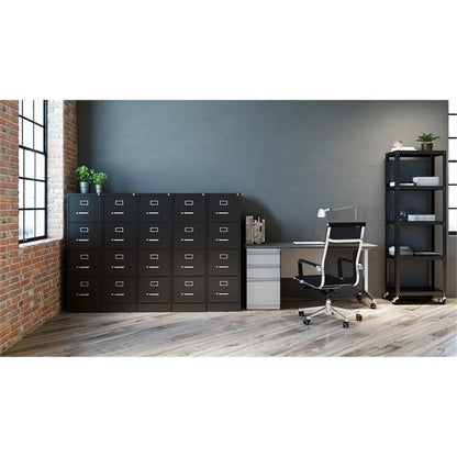 Pemberly Row 4 Drawers 52" Vertical Black Metal Filing Cabinet Lockable Pre-Assembled Stationary Letter Size for Home, Office