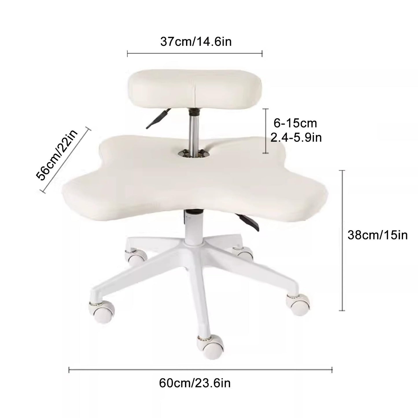 GenSDH Cross Legged Office Chair Meditation Kneeling Chair, Ergonomic Seat, Height Adjustable 2 Cushions Orthopedic Chairs, Five Pronged with Caster Support,Gr-Electroplated Legs