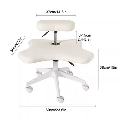 GenSDH Cross Legged Office Chair Meditation Kneeling Chair, Ergonomic Seat, Height Adjustable 2 Cushions Orthopedic Chairs, Five Pronged with Caster Support,Gr-Electroplated Legs