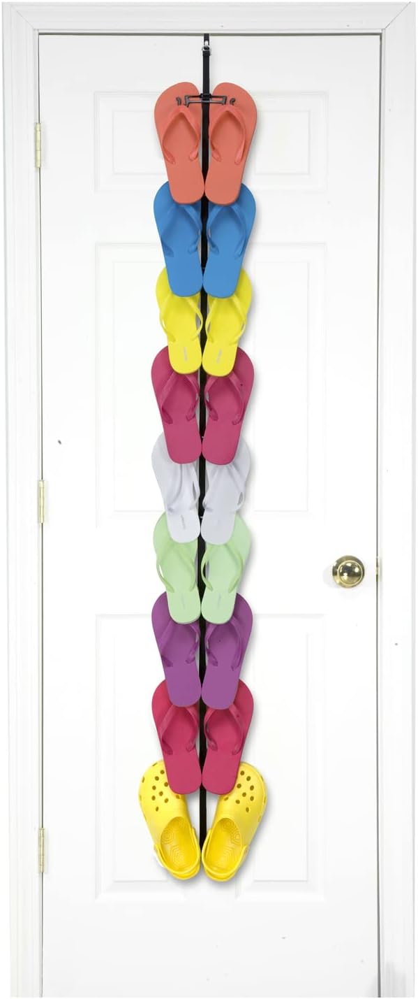 9 Perfect Curve Flip Flop Rack Organizer | Holds Pairs | Over Door Organizer | Space Saving Shoe Rack | Adjustable